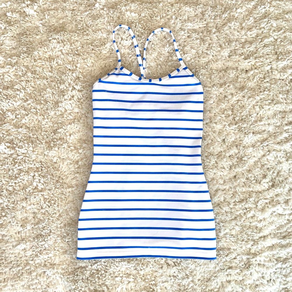 Lululemon Power Y Tank Blue/White Stripe